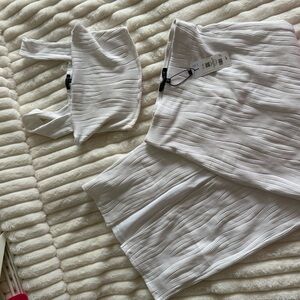 Dynamite White Textured Skirt and Top Set